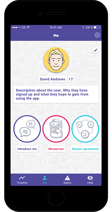 A iPhone 8 screenshot of the Children and Adolescent Mental Health Services app home view