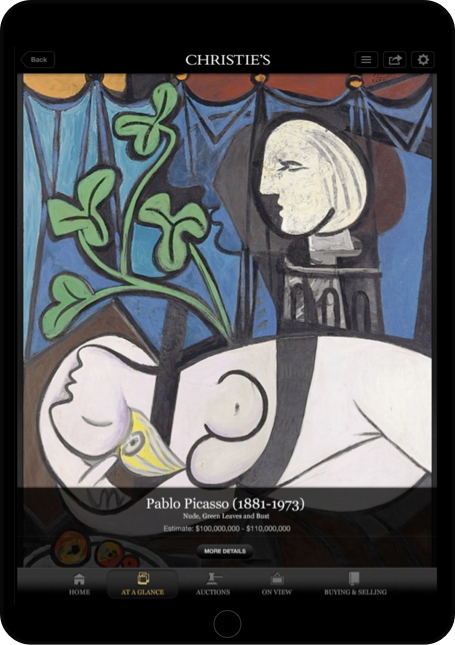A Pablo Picasso individual item lot view from Christie's iPad app